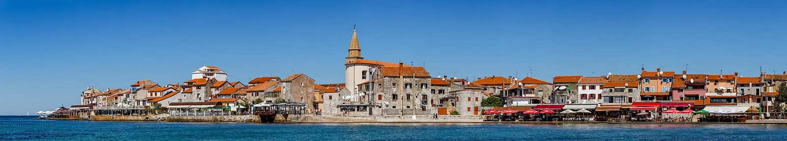 Panorama över Umag i Istrien