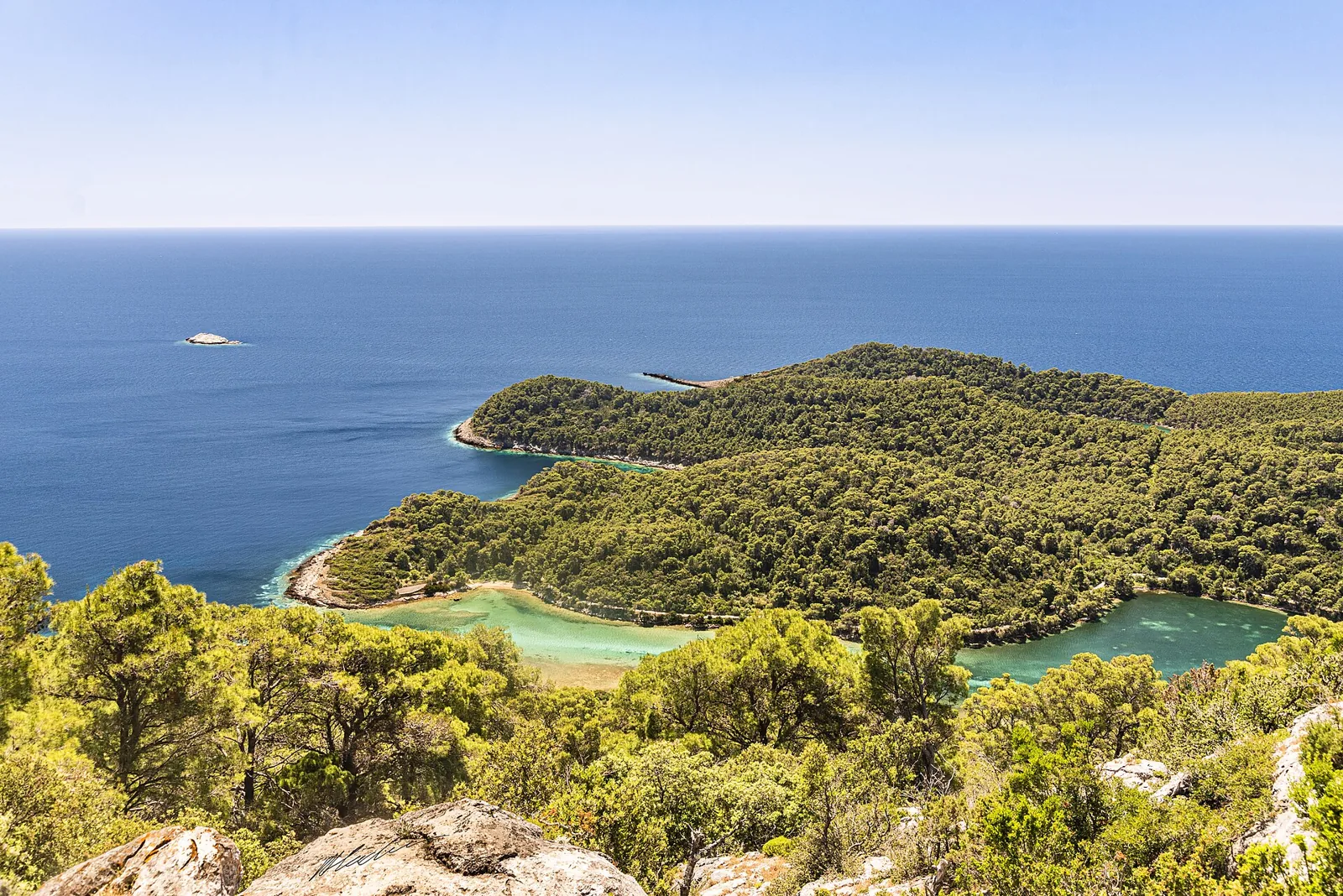 Sjölandskap i Mljet nationalpark